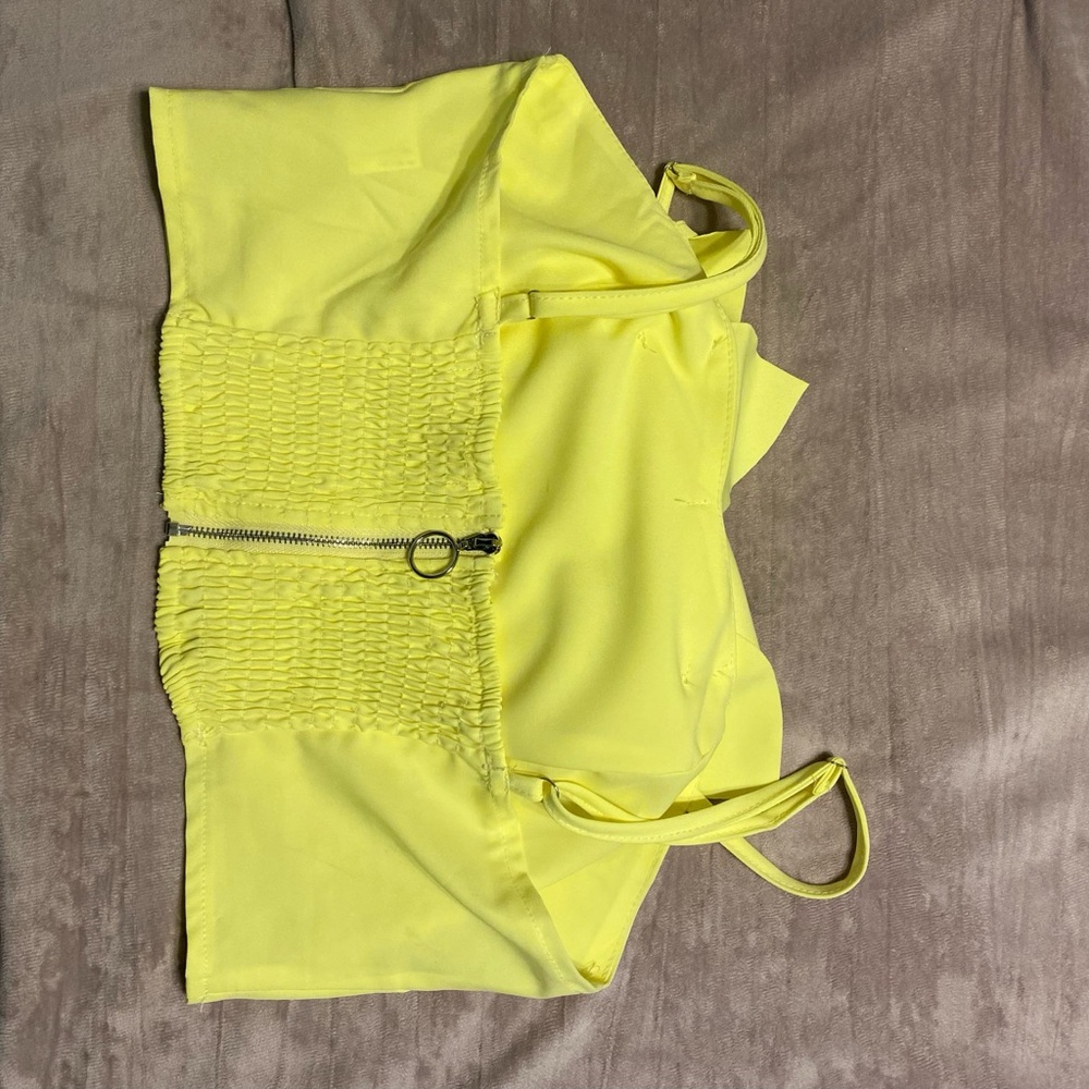 Yellow Floral Women's crop top - Picture 2 of 4